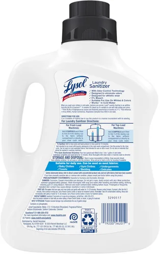Miniatura 13 de Lysol Aditivo desinfectante para ropa con olores persistentes, líquido desinfectante para ropa de gimnasio y ropa deportiva, 0% lejía, elimina