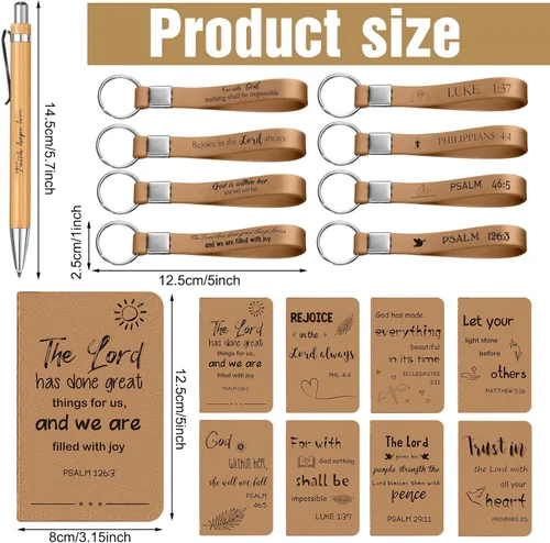 Miniatura 2 de PerKoop 48 unidades de recuerdos de fiesta cristiana de 3 x 5 pulgadas, bolígrafos religiosos de versículos de la Biblia, llaveros a granel Jesús te