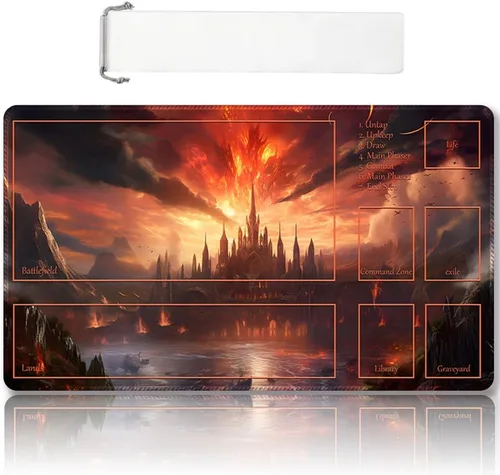 Miniatura 8 de DAUXID Tapete de juego MTG cosido de alta calidad con zonas y parte trasera de goma antideslizante, tapete de juego TCG para MTG y otros