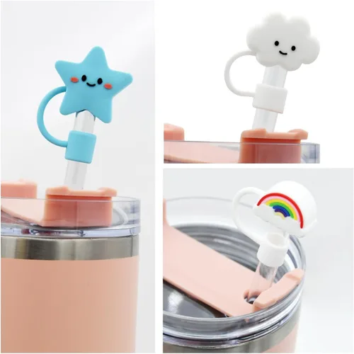 Miniatura 4 de Tapa con pajita para vaso Stanley, tapa superior de pajita de silicona de 10 mm 0.4 pulgadas, tapas reutilizables para puntas de pajita, cubiertas 6