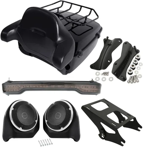 Miniatura 15 de XMT-MOTO King Tour Trunk + almohadilla de respaldo envolvente+estante de montaje negro+accesorios de acoplamiento para Harley Touring Road King Road