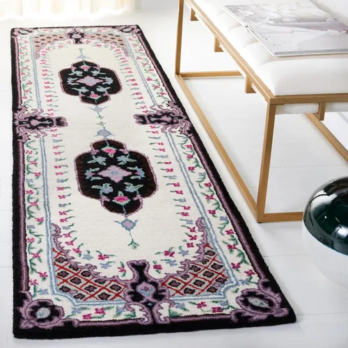 Miniatura 42 de SAFAVIEH Bellagio Collection - Alfombra decorativa de 2 x 3 pies, azul y rosa, hecha a mano de lana de medallón, ideal para zonas de alto tráfico