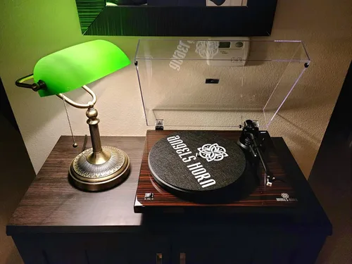 Miniatura 2 de Lámpara de escritorio de banqueros de vidrio verde y lámpara de escritorio de banqueros de vidrio verde antiguo