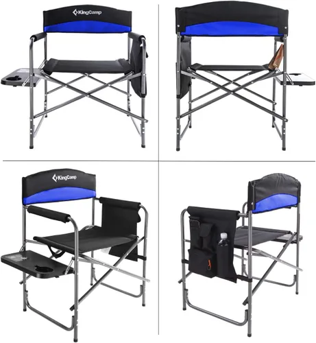 Miniatura 3 de KingCamp silla de director plegable de campamento, silla con asiento acolchado de gran tamaño con mesa y bolsillos laterales, soporta 396 libras
