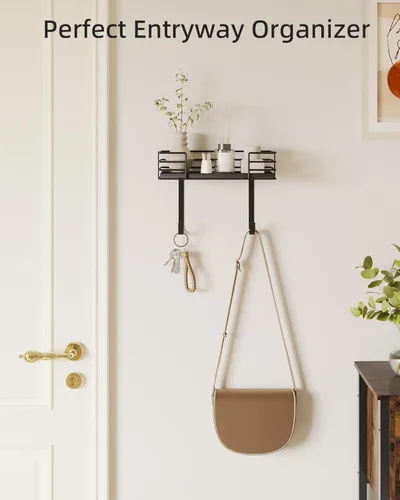 Miniatura 7 de Soporte para tabla de planchar de pared, colgador de metal para tabla de planchar con estante, decoración de cuarto de lavado y accesorios, soporte
