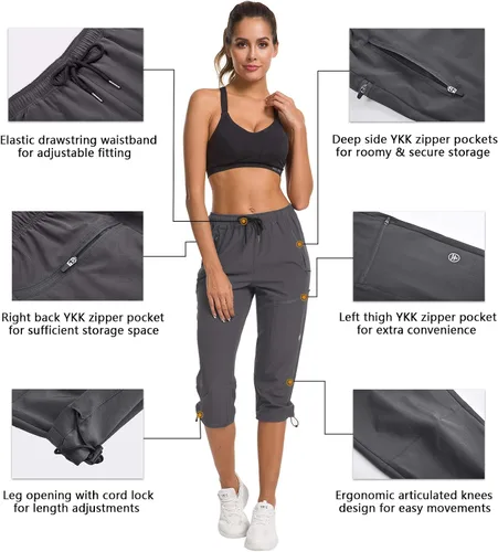 Miniatura 2 de ChinFun Pantalones capri de senderismo para mujer de secado rápido resistentes al agua UPF 50