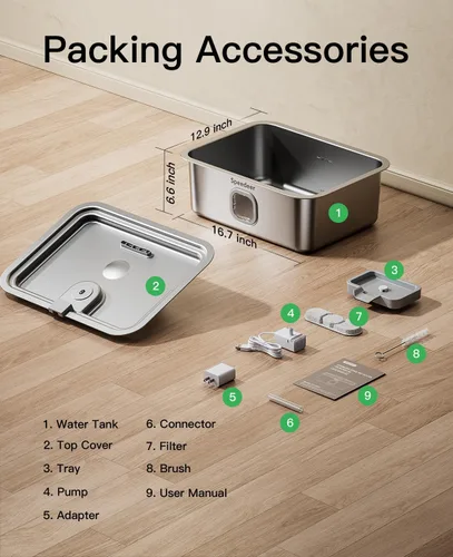Miniatura 7 de Fuente de agua para perros de 4 galones/15 litros para perros grandes, fuente grande de acero inoxidable, dispensador automático de tazón de agua