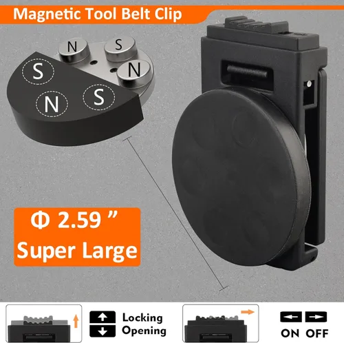 Miniatura 8 de MUTUACTOR Clip de cinturón para herramientas, soporte magnético resistente para cinturón, accesorios de cinturón de herramientas con clips