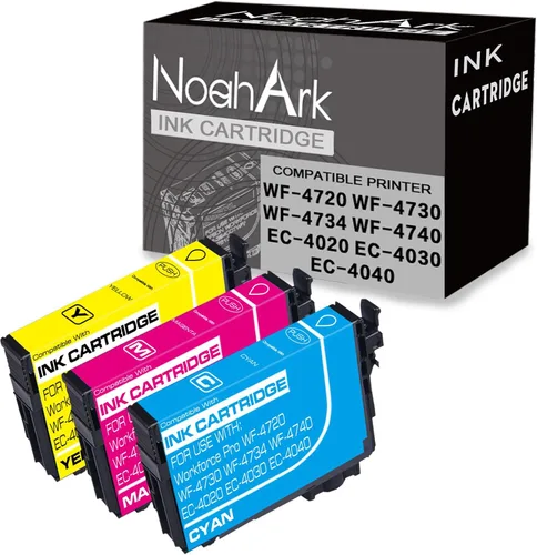 NoahArk Paquete de 3 cartuchos de tinta remanufacturados compatibles con impresoras 802 802XL T802 T802XL Workforce Pro WF-4720 WF-4730 WF-4740