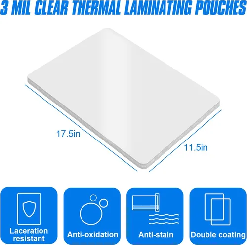 Miniatura 2 de HERKKA Paquete de 100 hojas de laminación, para hojas de 11 x 17 pulgadas, bolsas de laminación térmica transparente de 3 mil, 11.5 x 17.5 pulgadas