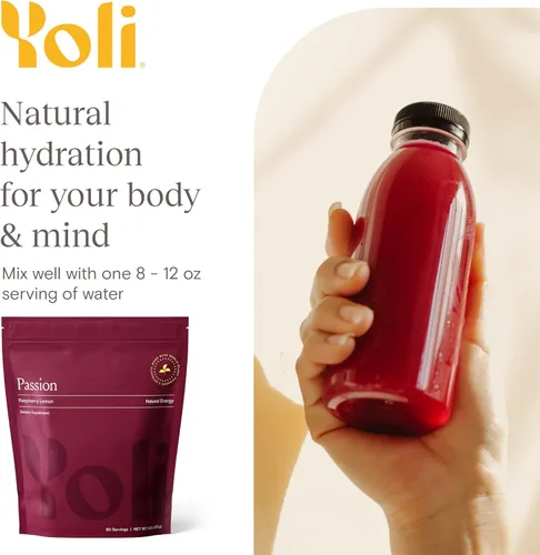 Miniatura 9 de Yoli Passion Energy - Mezcla de polvo de frambuesa y limón a granel, 90 porciones sin azúcar, bebida con té verde y guaraná para ayudar a