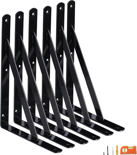 Miniatura 9 de NEODROP Paquete de 4 soportes de estante de 12 pulgadas de alta resistencia, soporte de pared grande para estantes de almacenamiento de garaje