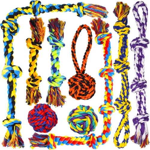 Miniatura 13 de SHARLOVY Juguetes para perros para masticadores agresivos, bolas de perro para razas grandes, juguetes masticables de cuerda de algodón resistente 6