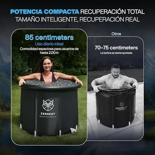 Miniatura 5 de Bañera de hielo mejorada de 90 galones para atletas, bañera fría de ingeniería estadounidense para exteriores, bañeras de hielo inflables aisladas