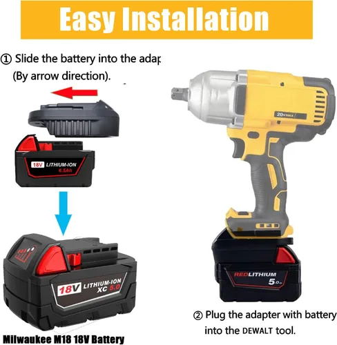 Miniatura 6 de Adaptador Convertidor de Batería para Batería de Milwaukee a Dewalt, para Batería de Litio Milwaukee M18 de 18V Convertir a Baterías de Litio Dewalt