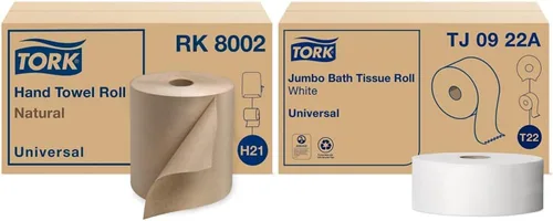 Miniatura 9 de Tork Rollo de toalla de mano de papel natural H21 100% fibra reciclada, ajuste universal, 6 rollos x 800 pies (RK8002)