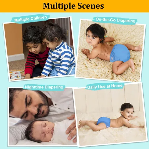 Miniatura 6 de babygoal Pañal de tela reutilizable con inserto para bebés niños y niñas de 8 a 35 libras, pañal ajustable y lavable B05-B Azul/claro