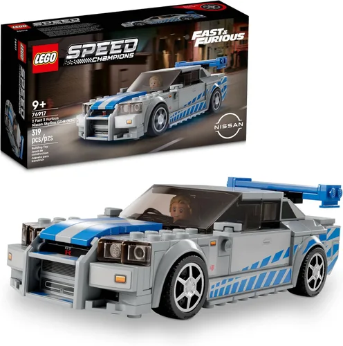 LEGO Speed Champions 2 Fast 2 Furious Nissan Skyline GT-R (R34) 76917 - kit de construcción de autos de carreras, coleccionable con minifigura