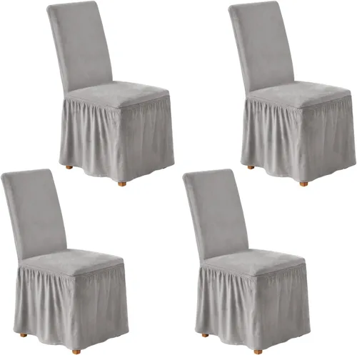 Miniatura 16 de NICEEC Fundas de silla de elastano para sillas de comedor, juego de 6 fundas de sillas de comedor extraíbles con falda, fundas de silla de comedor