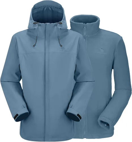 Miniatura 16 de CAMEL CROWN - Chaqueta de esquí para hombre 3 en 1, chaqueta de invierno impermeable para nieve, cortavientos, con capucha y forro polar cálido Gris