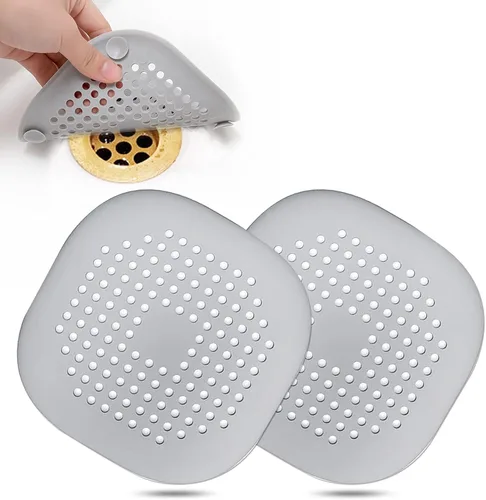 Miniatura 23 de Recolector de cabello cuadrado con ventosas para desagüe, tapón de silicona para ducha, fácil de instalar para baño, tina y cocina, 2