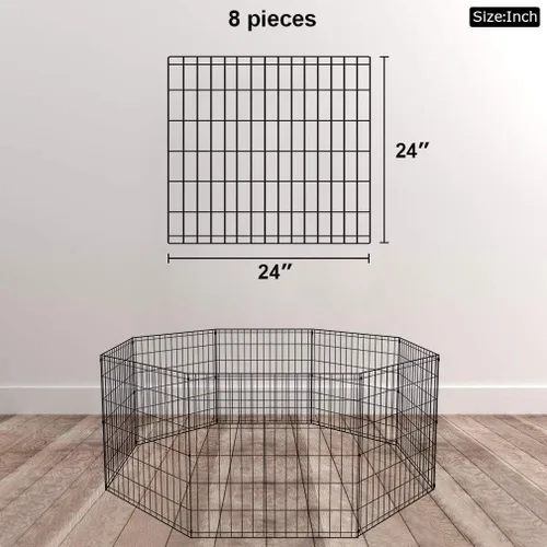 Miniatura 7 de BestPet - Corralito plegable de metal para perros, para interiores y exteriores, 8 paneles de 24 pulgadas