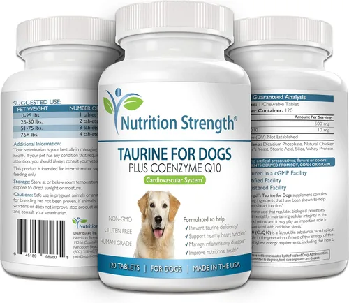 Miniatura 4 de Taurina para perros, apoyo para una función cardíaca saludable, resiste enfermedades inflamatorias, con coenzima Q10 para ayudar a controlar