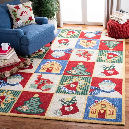 Miniatura 5 de SAFAVIEH Handmade Wool Accent Rug 2'x3' - Chelsea Collection - Seasonal Design, White & Multi, Ideal for Entryway, Bathroom, Bedside, Front Door