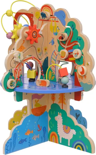 Miniatura 3 de Manhattan Toy Playground Adventure Centro de Actividades de Madera para Niños Pequeños con Deslizadores, Pista de Ábaco, Giradores, Juguetes