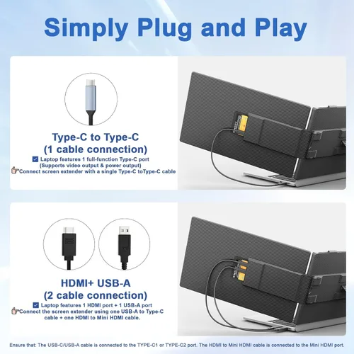 Miniatura 5 de KEFEYA - Extensor de pantalla para laptop, 14" FHD 1080P IPS, extensor dual de monitor portátil, monitor portátil conectar y usar (Plug & Play)