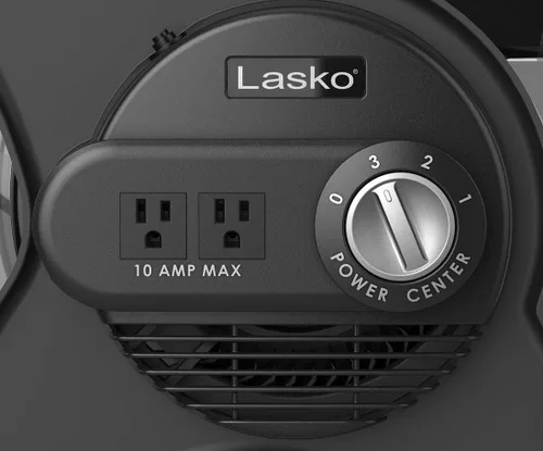 Miniatura 8 de Lasko Ventilador utilitario portátil, ventilador giratorio de alta velocidad de 12 pulgadas, 289 CFM, 3 velocidades, 2 salidas de accesorios de 120