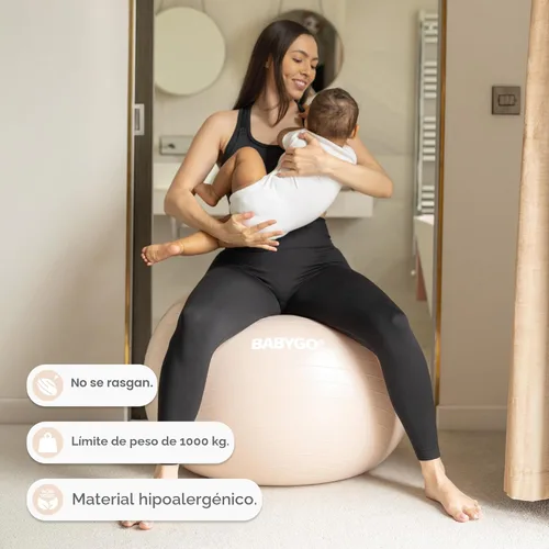 Miniatura 7 de BABYGO Pelota de Parto – Juego de pelota y libro de yoga para embarazo, trabajo de parto y ejercicio con enfoque en trimestres, fisioterapia