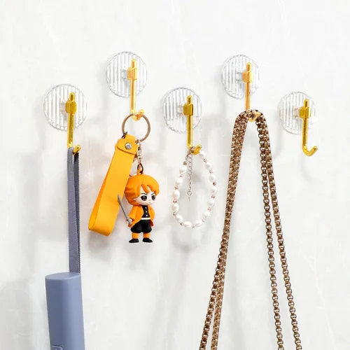 Miniatura 6 de Paquete de 6 ganchos para toallas de baño, ganchos de pared adhesivos transparentes, sin taladrar para baño y cocina