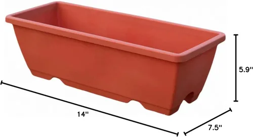 Miniatura 10 de Maceta de plástico de 14 pulgadas con platillo adjunto, para uso en interiores y exteriores, maceta rectangular (color terracota)