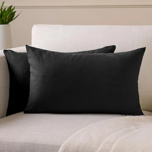 Miniatura 38 de Encasa XO Juego de 2 fundas de almohada de 12 x 12 pulgadas, color beige, sin rellenos, fundas de almohada de algodón para sala de estar, cama