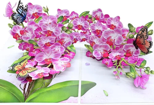 Miniatura 10 de Tarjetas de cumpleaños desplegables para mujeres y esposa, hermosas flores y mariposa monarca, elegante, floral 3D, tarjetas de felicitación