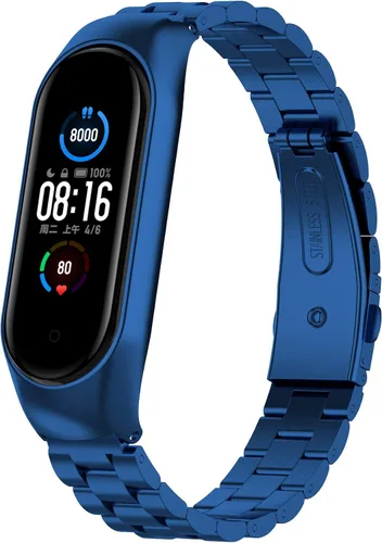 Miniatura 10 de Senter Correa de reloj de acero inoxidable Correa de repuesto para Xiaomi Mi Band 5 y Mi Band 6 Smart Watch plateado