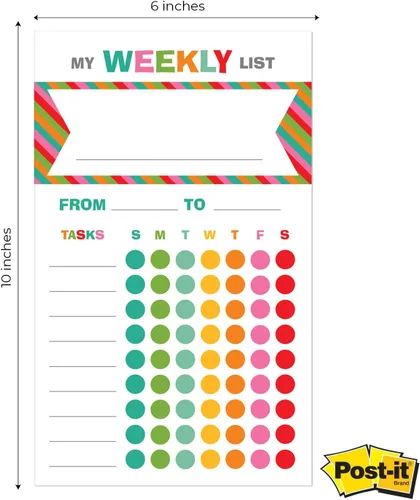 Miniatura 3 de Gráfico de tareas semanales brillantes y alegres/lista de tareas rellenas de notas adhesivas de 6 x 10 pulgadas/lista de tareas de educación en casa
