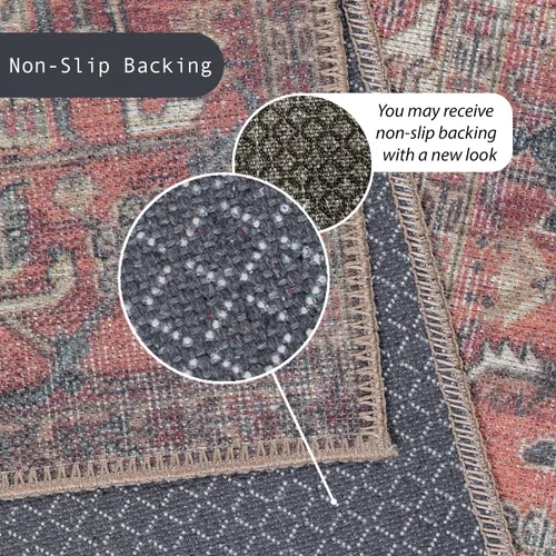Miniatura 305 de GLN Rugs Traditional Collection - Alfombra de felpilla lavable a máquina, tradicional lavable, antideslizante, alfombra de felpilla de pelo corto