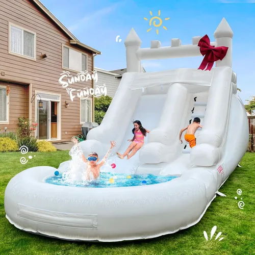 Tobogán acuático comercial, tobogán acuático grande de 21 pies para niños y adultos con potente soplador de 750 W, toboganes de agua comerciales,
