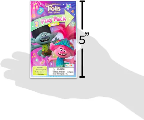 Miniatura 4 de Dreamworks Trolls - Juego de mini recuerdos de fiesta para niños, paquete con 24 mini trolls Grab n Go Play con páginas para colorear y más