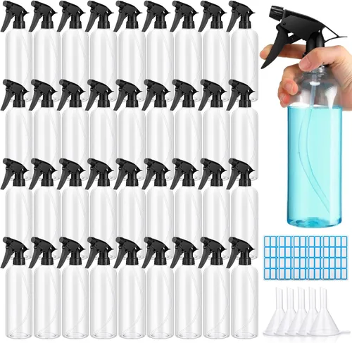 Lallisa 36 botellas de plástico de 16 onzas a prueba de fugas, botellas vacías para soluciones de limpieza, botella rociadora de agua con boquilla,