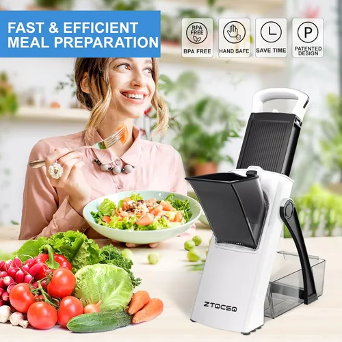 Miniatura 7 de (Todo en 1) Versión mejorada Cortadora de mandolina para cocina y mandolina ajustable. Cuchilla desmontable, cortador de verduras de cocina, corte
