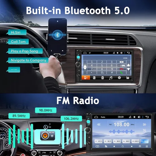 Miniatura 5 de NHOPEEW Estéreo de auto doble DIN de 7 pulgadas con cámara de respaldo, radio de pantalla táctil de 2 DIN con enlace de espejo con cable, Bluetooth