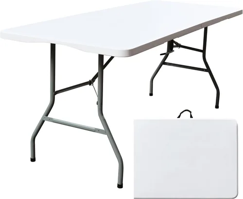 Mesa plegable, mesa plegable de plástico de 6 pies, mesa de utilidad portátil para interiores y exteriores con asa para fiestas, camping y picnic,