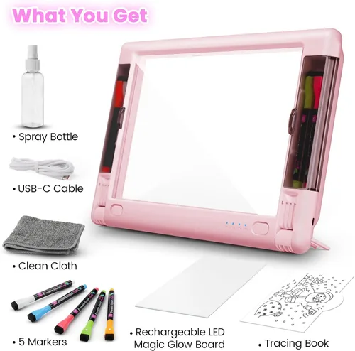 Miniatura 8 de Tablero de dibujo LED recargable, 15 pulgadas, 9 modos de luz de color, almohadilla de escritura con luz de neón para niños, juguete de regalo
