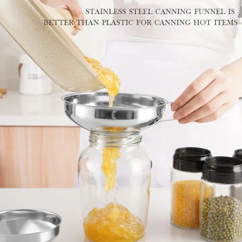Miniatura 6 de Paquete de 2 embudo de conservas de acero inoxidable con boca ancha con mango para tarros Mason anchos y regulares