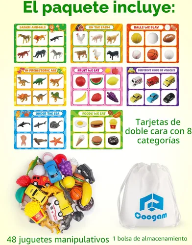 Miniatura 6 de Coogam Juguete de clasificación para niños pequeños, animales, dinosaurios, frutas, vehículos, alimentos, peces, bolas, juego de granja, juego