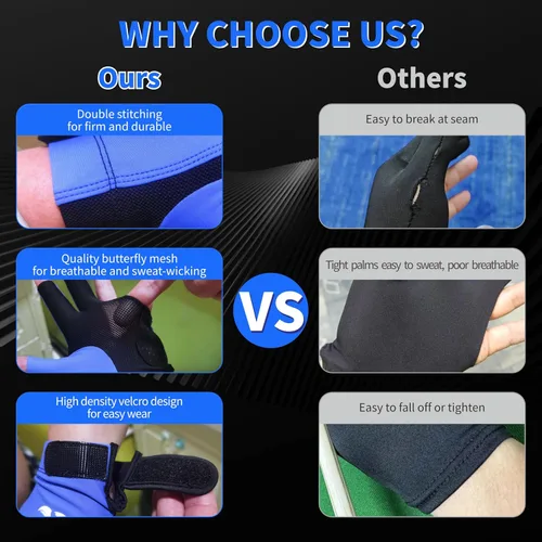 Miniatura 3 de Guante de piscina para mano izquierda, 3 dedos para diestros, guantes de billar transpirables, de secado rápido, guantes duraderos para taco de Verde