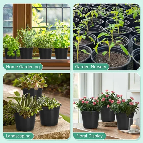 Miniatura 7 de Paquete de 60 macetas de 3 pulgadas para plantas, macetas de plástico para semillas con agujeros de drenaje, pequeñas macetas de plástico